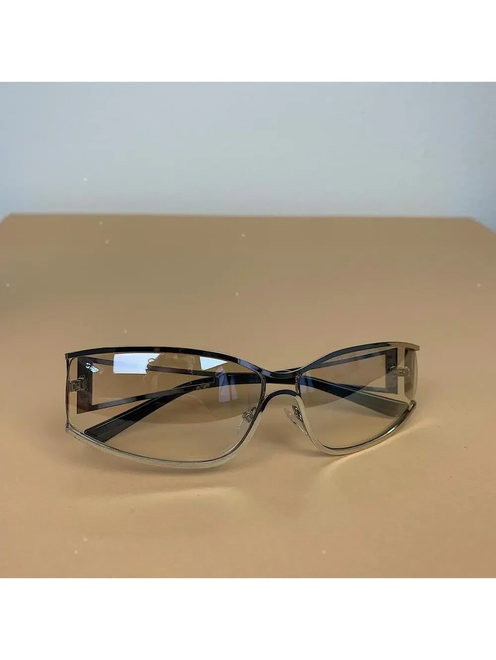 Vintage y2k 2000s classy clear chrome trim sunglasses. Chrome trim clear lenses